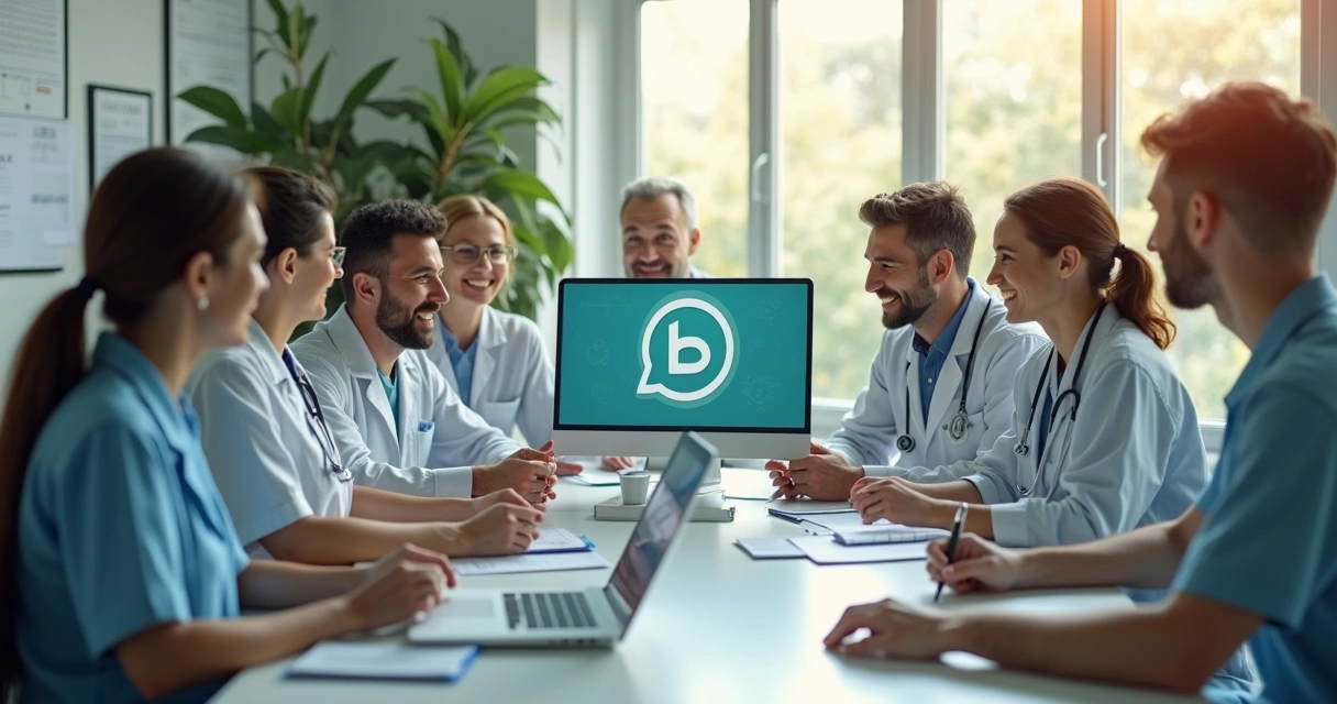 Equipe de clínica médica avaliando automação no atendimento 