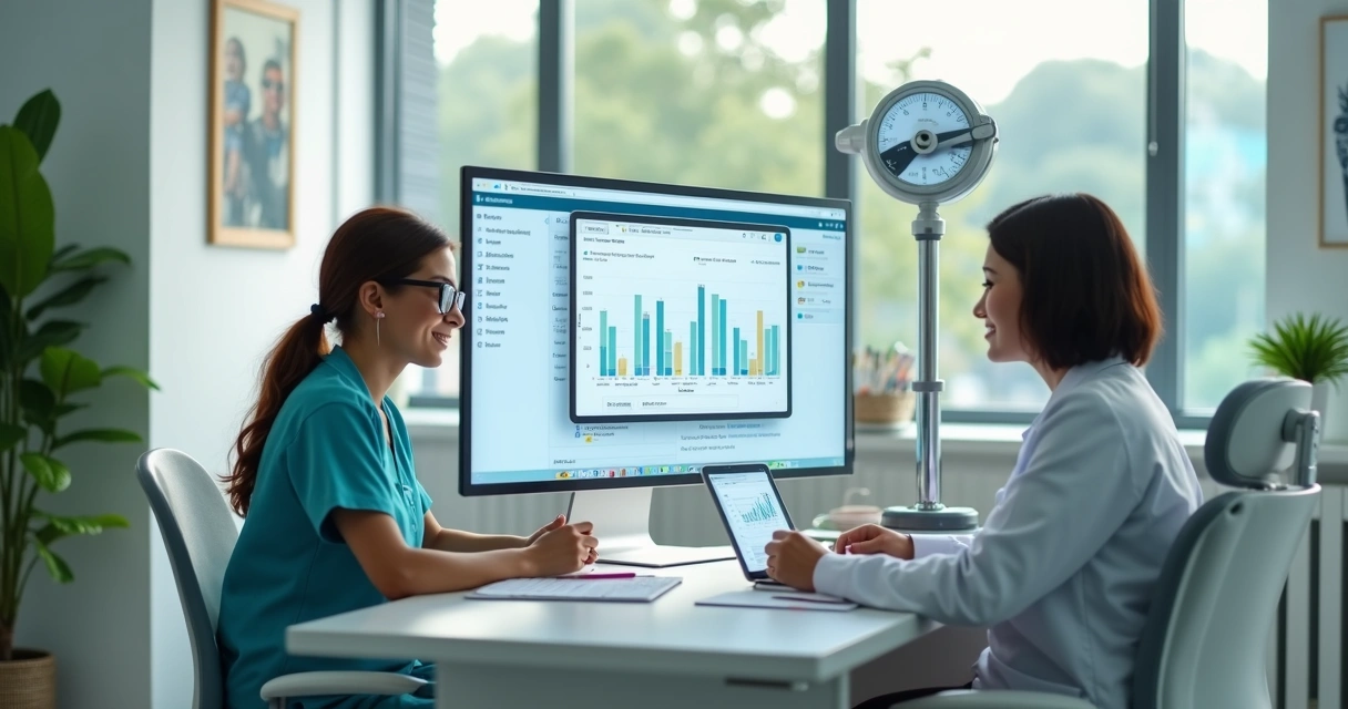 Equipe de clínica analisando CRM e mensagens de pacientes 