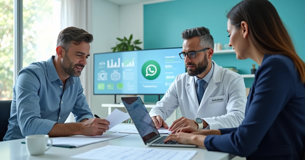 Equipe analisando marketing de clínica odontológica 