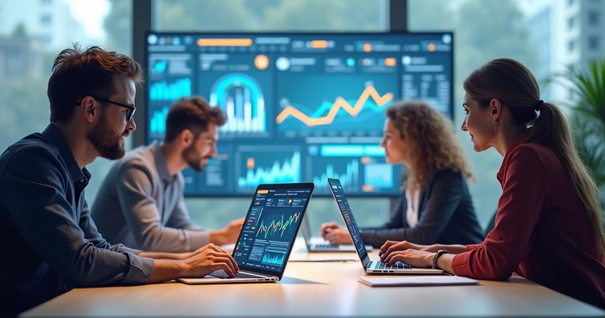 Equipe colaborando com IA para vendas B2B 