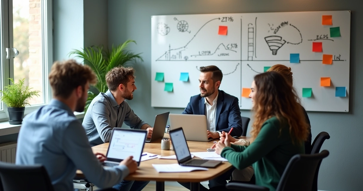 Equipe de vendas reunida em pequena empresa 