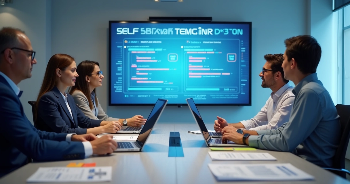 Equipe de TI e Compliance revisando cronograma e documentos 