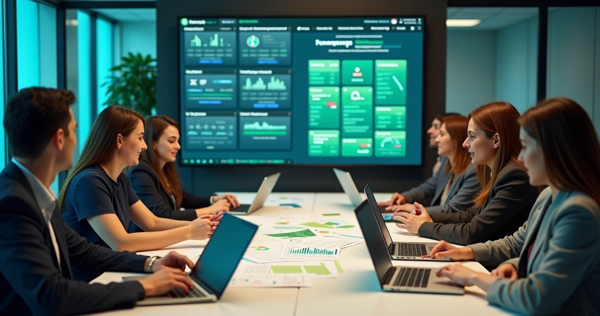 Equipe discutindo melhorias no atendimento via WhatsApp 