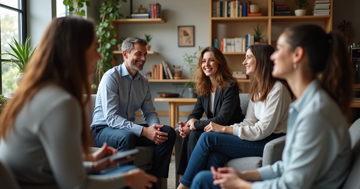 Equipe corporativa em roda de conversa, conexão e diálogo 