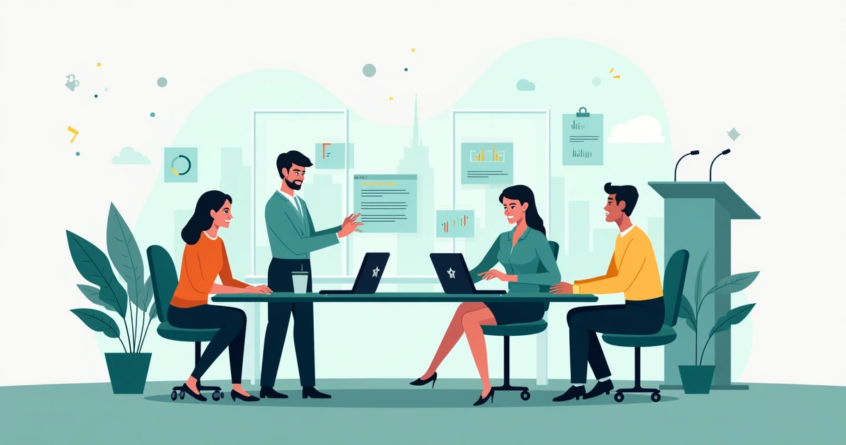 Equipe de consultoria política analisando dados em notebooks e tablets 