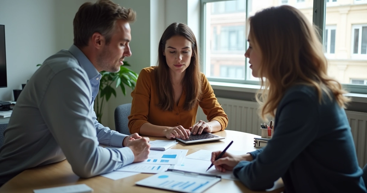 Equipe contábil discutindo investimentos em tecnologia 