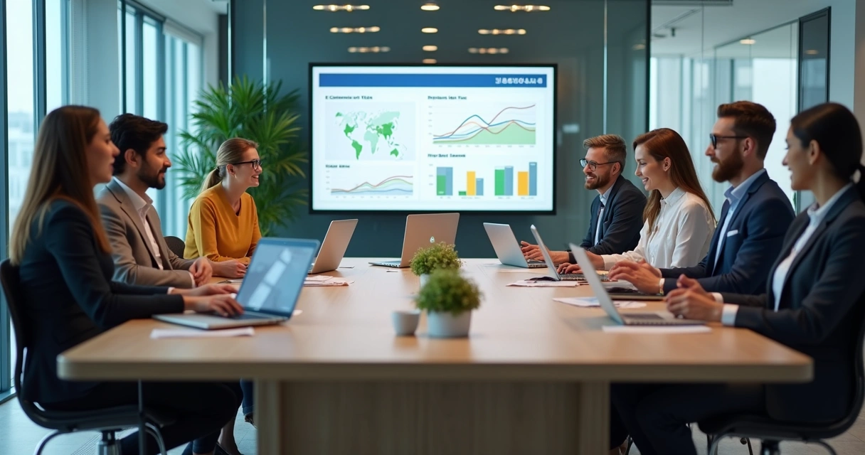 Equipe de contabilidade digital reunida em escritório moderno. 
