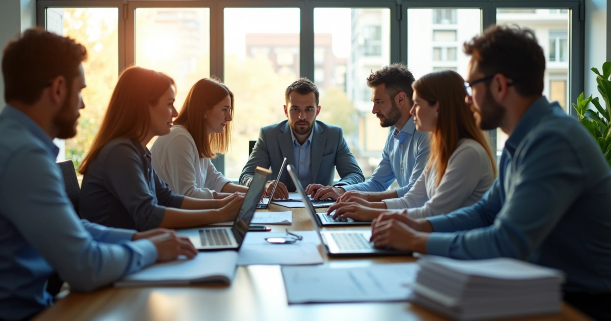 Equipe de contabilidade atualizando sistemas fiscais 