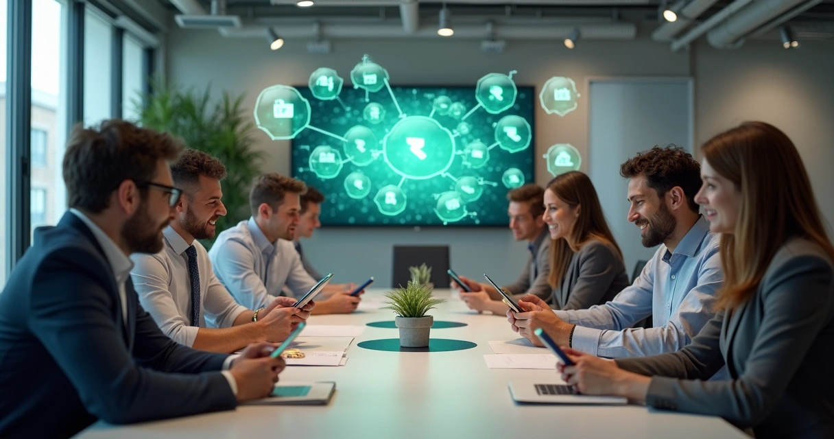 Equipe usando WhatsApp para trabalho em conjunto 