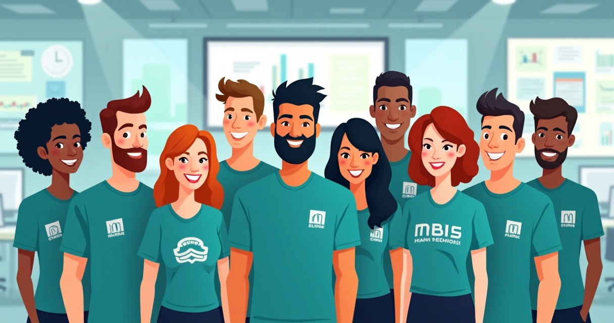 Equipe corporativa uniformizada em evento de negócios