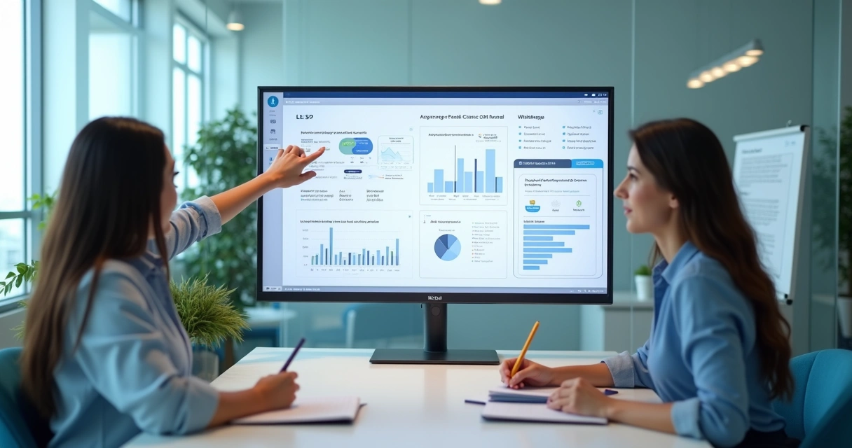 Equipe analisando CRM de clínica odontológica 