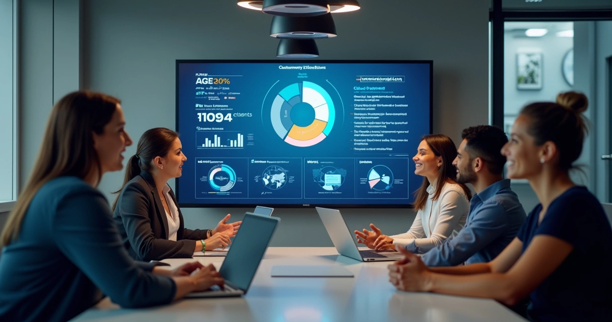 Equipe de customer success supervisionando painel com IA identificando clientes em risco de cancelamento