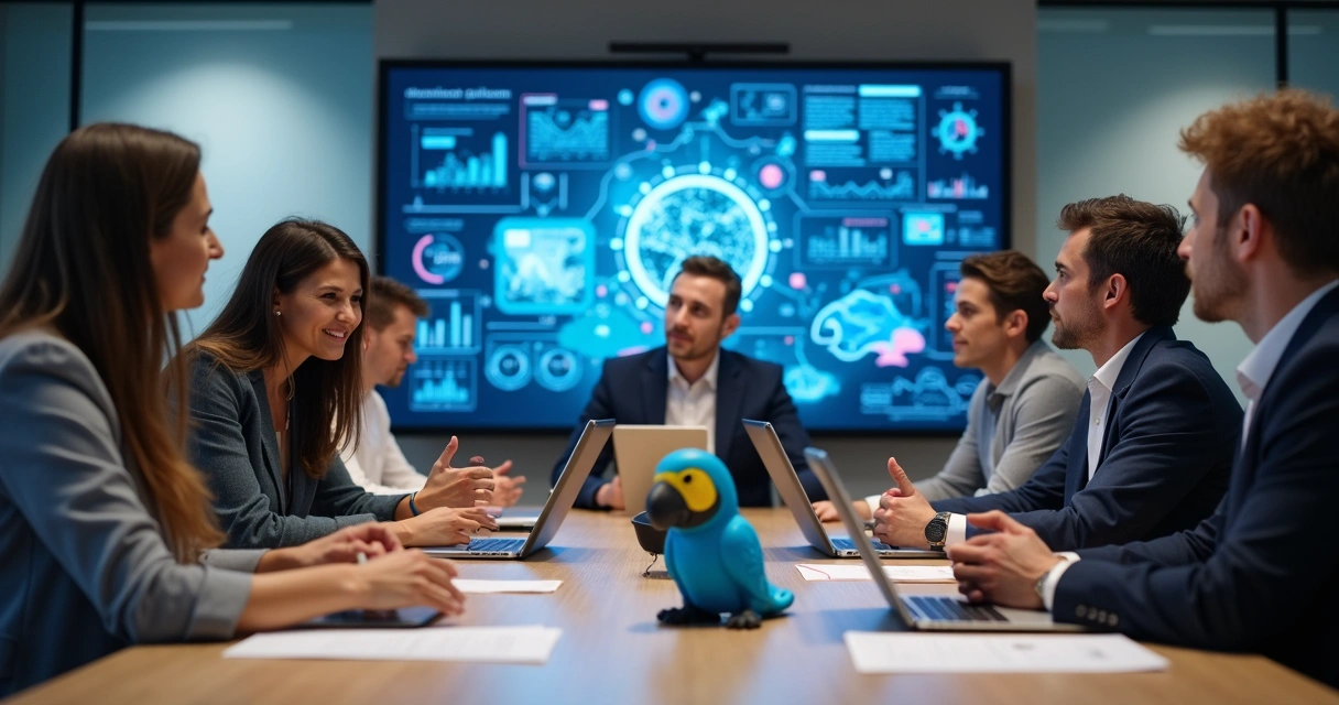 Equipe analisa dados em reunião de ética na empresa