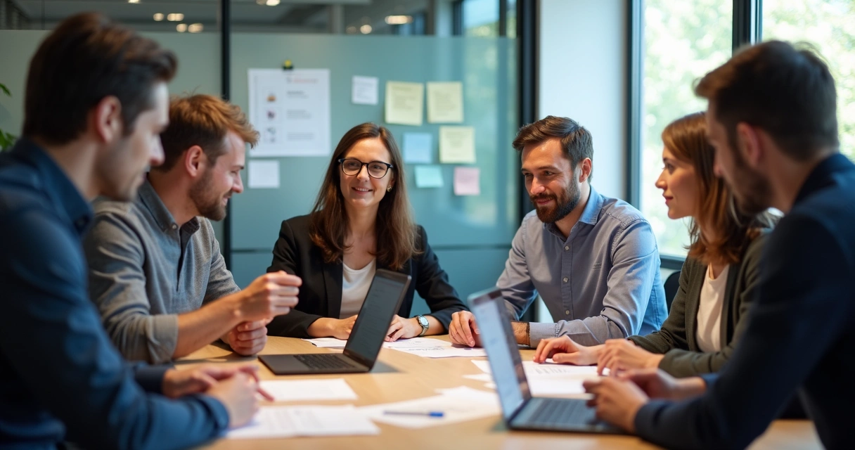 Sócios de startup em discussão construtiva em ambiente de escritório 