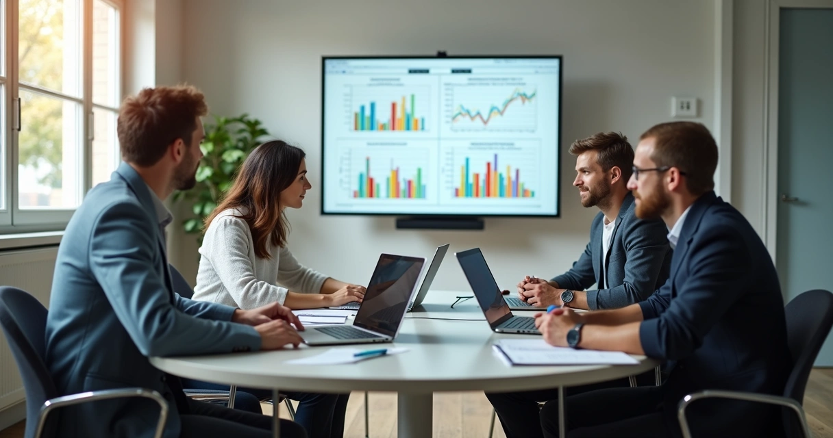 Equipe de marketing digital planejando campanha 