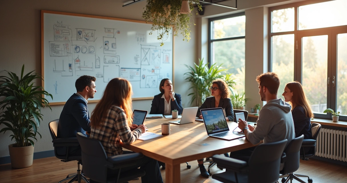 Equipe de marketing planejando campanha digital