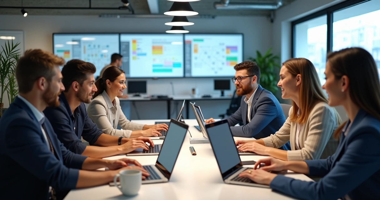 Equipe de vendas trabalhando com automação integrada ao CRM 