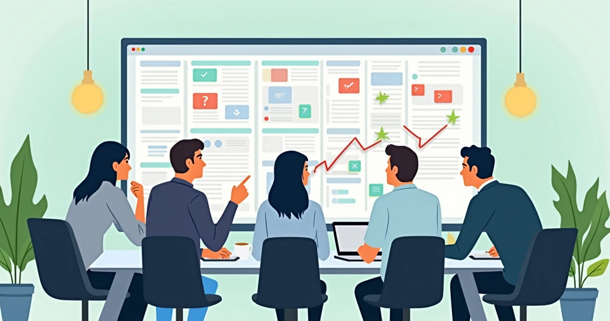 Equipe de desenvolvedores debatendo estratégia de app 