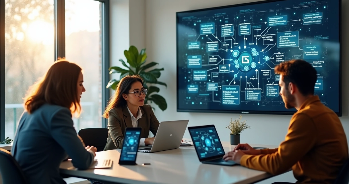 Equipe colaborando na criação de uma solução de IA personalizada 