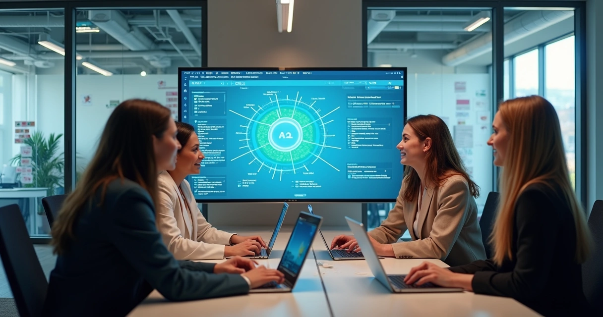 Equipe trabalhando em sistema no-code com automações IA