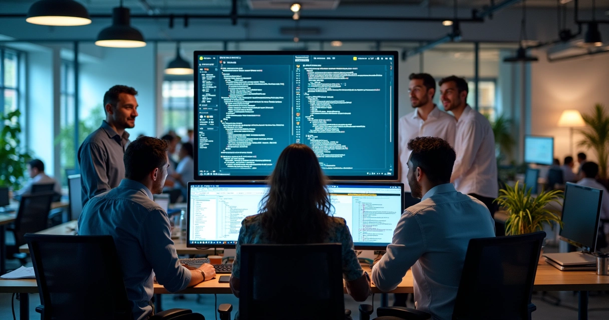 Equipe de tecnologia ajustando sistema de emissão de NFS-e 