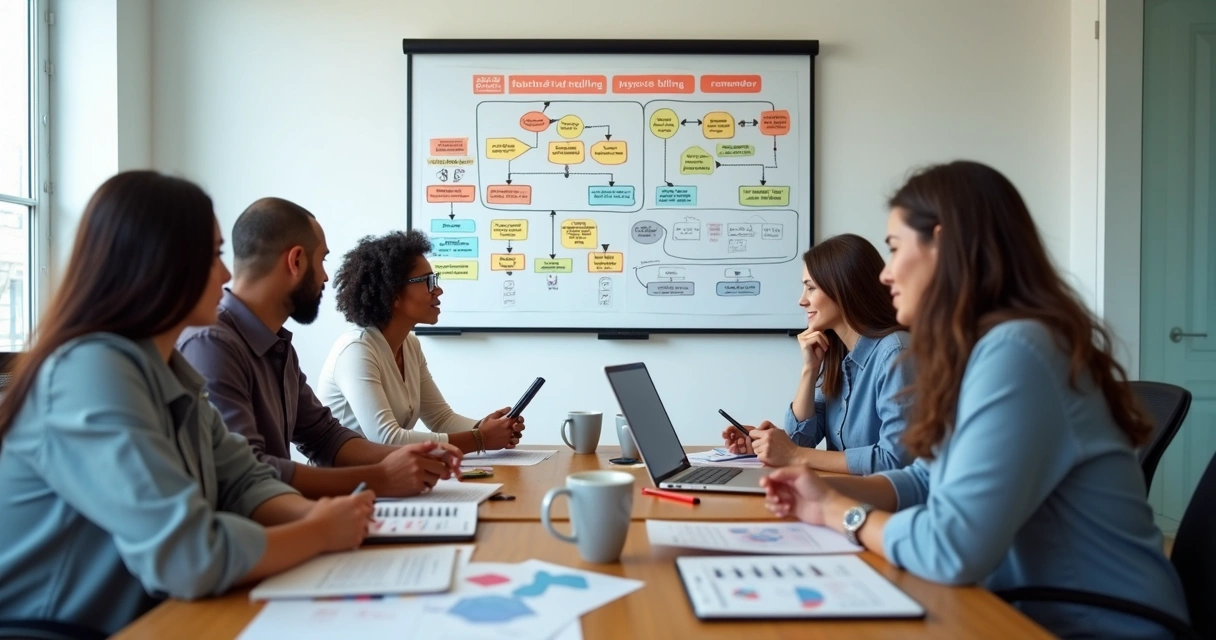 Equipe discute automação de cobrança