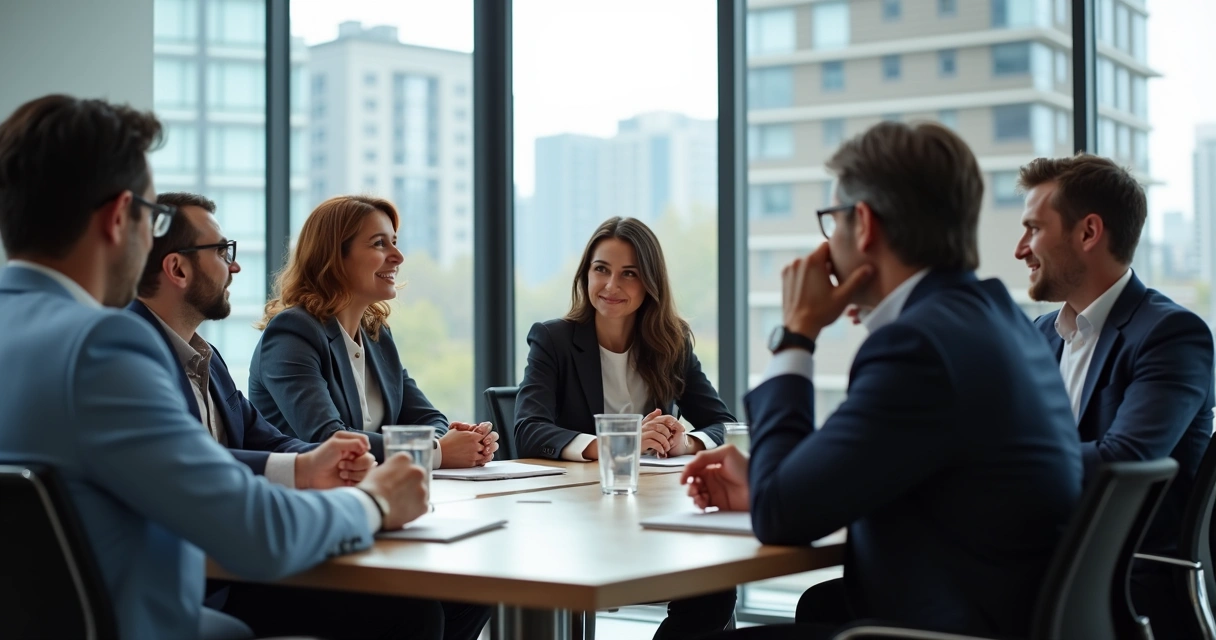 Equipe corporativa em discussão, expressando emoções e gestos de escuta 