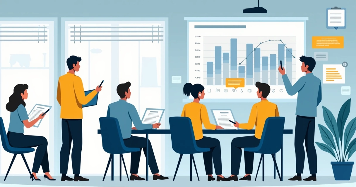 Equipe de assistência técnica discutindo feedbacks recebidos