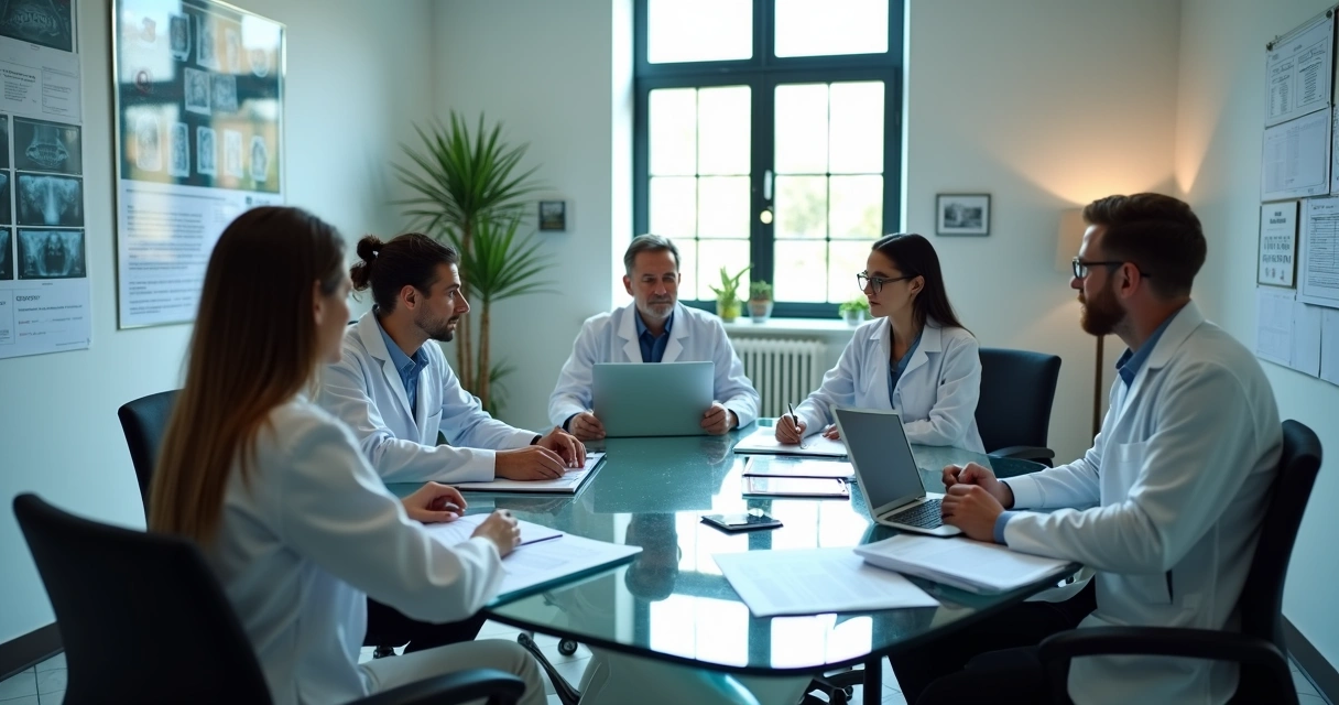 Equipe discutindo gestão financeira em clínica odontológica