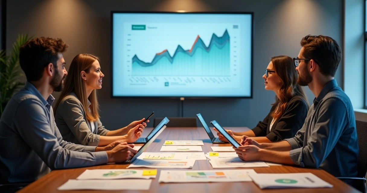 Equipe analisando sistema de cobrança automatizada em tela 