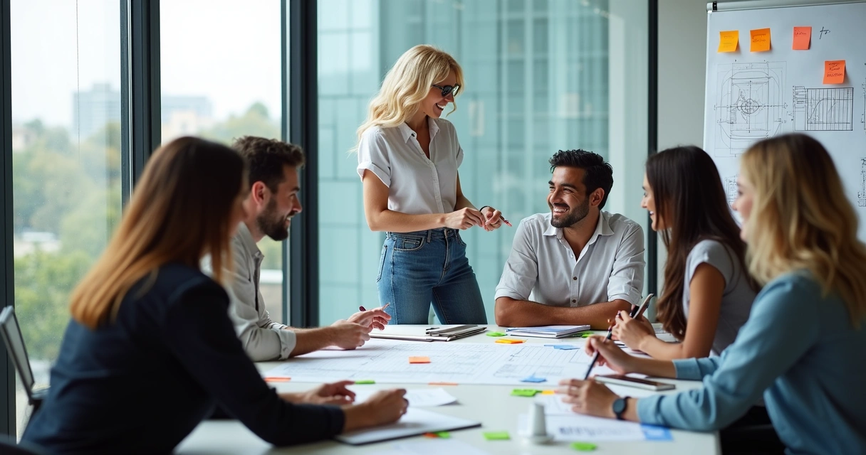 Equipe diversa trabalhando junta ao redor de uma mesa 