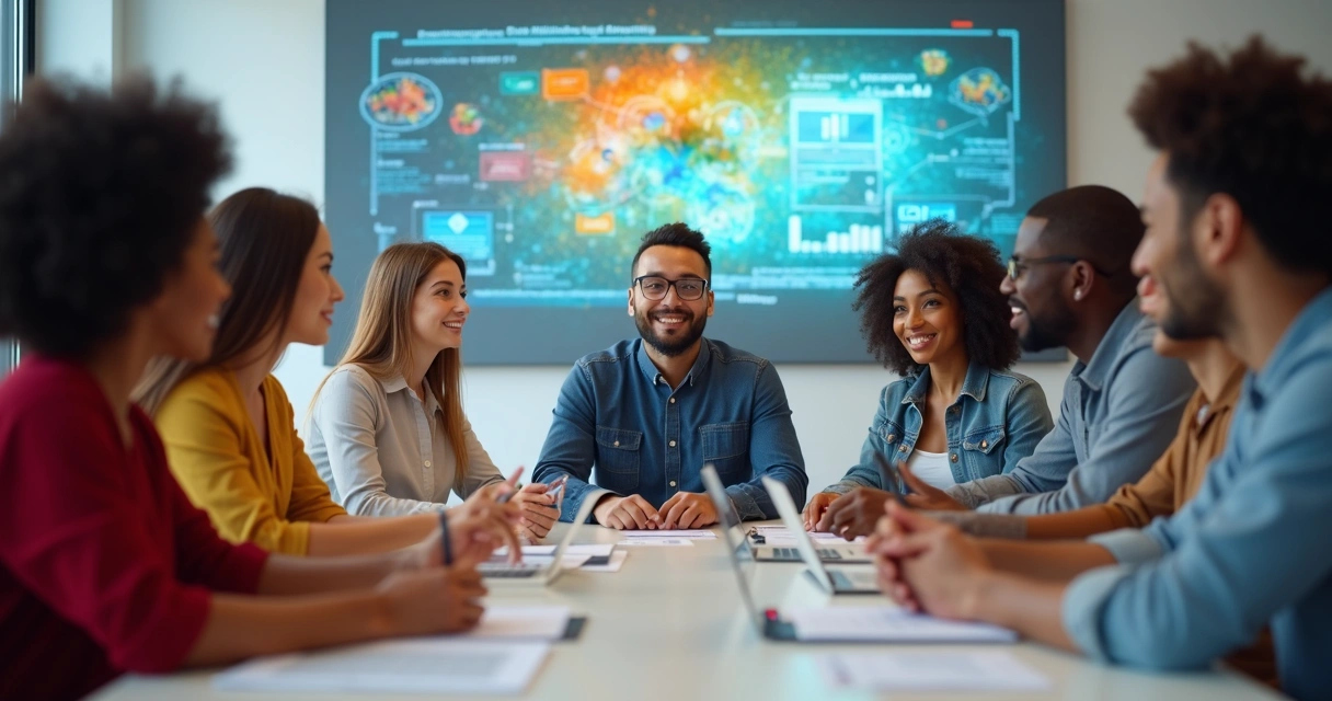 Equipe diversa reunida em reunião na empresa 