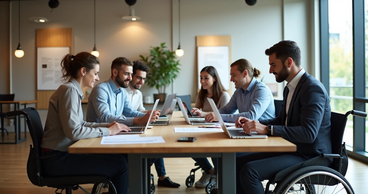 Equipe de trabalho diversa reunida em uma empresa 
