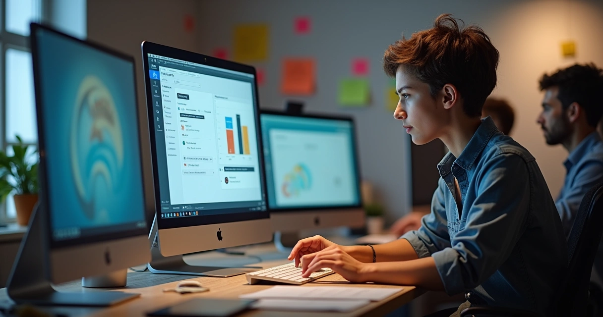 Equipe digital configurando cupons automáticos em marketplace