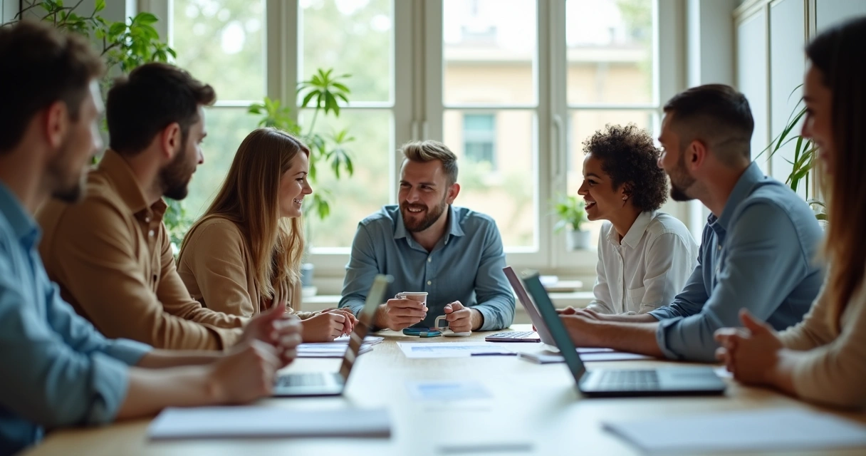 Grupo de trabalho colaborando com senso de comunidade 