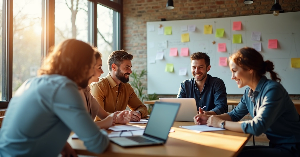 Equipe de startup em reunião criativa 