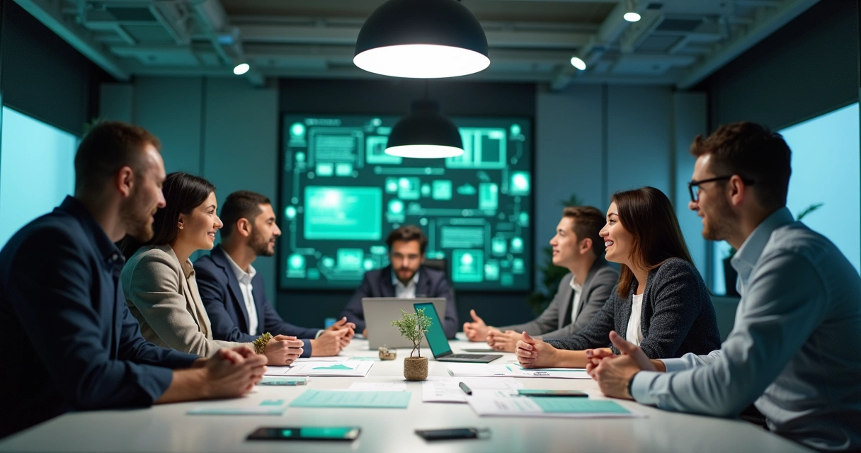 Equipe de empresa analisando estratégias de automação no WhatsApp 