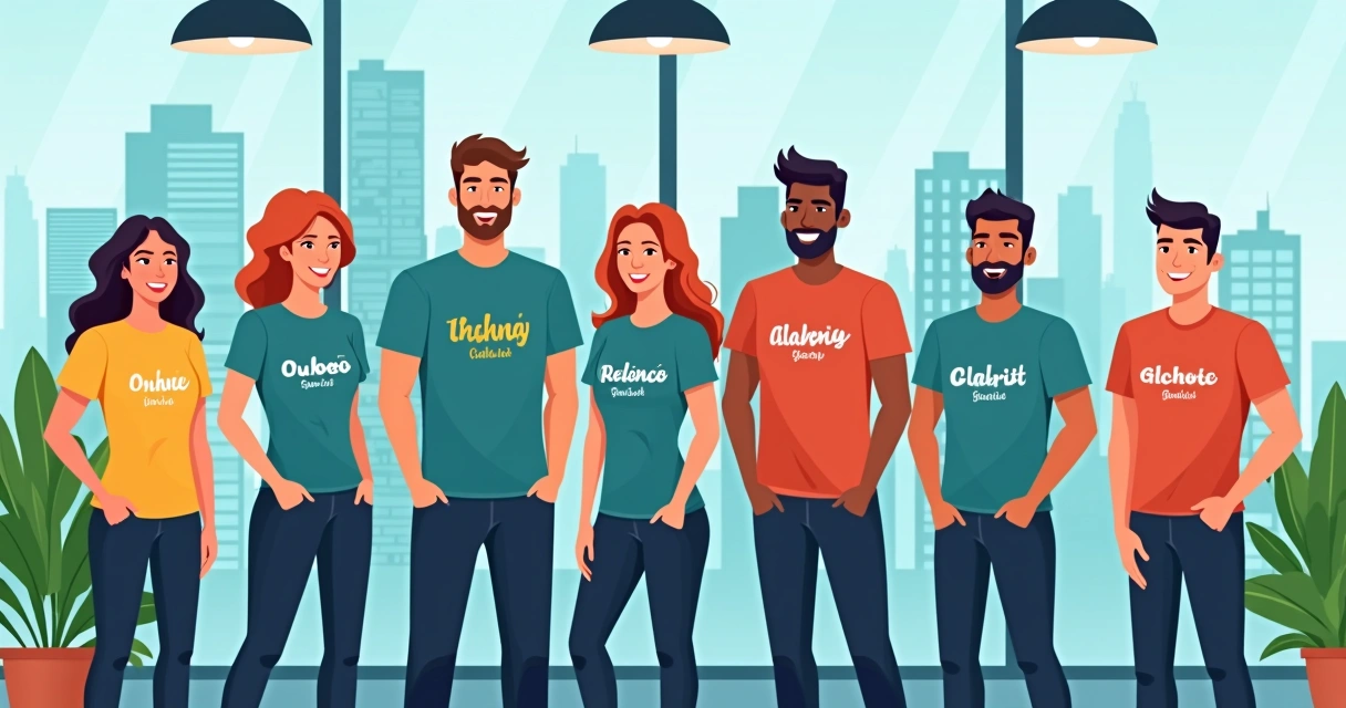 Equipe de empresa em Alphaville reunida usando camisetas personalizadas 