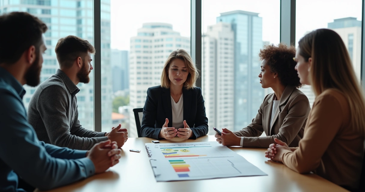 Equipe de empresa reunida para discutir emoções no trabalho 