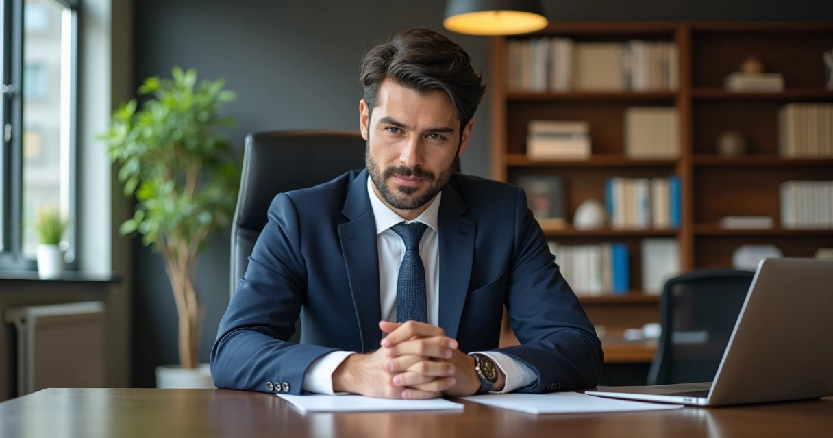 Equipe empresarial reunida em ambiente de escritório moderno, simbolizando proteção e confiança 