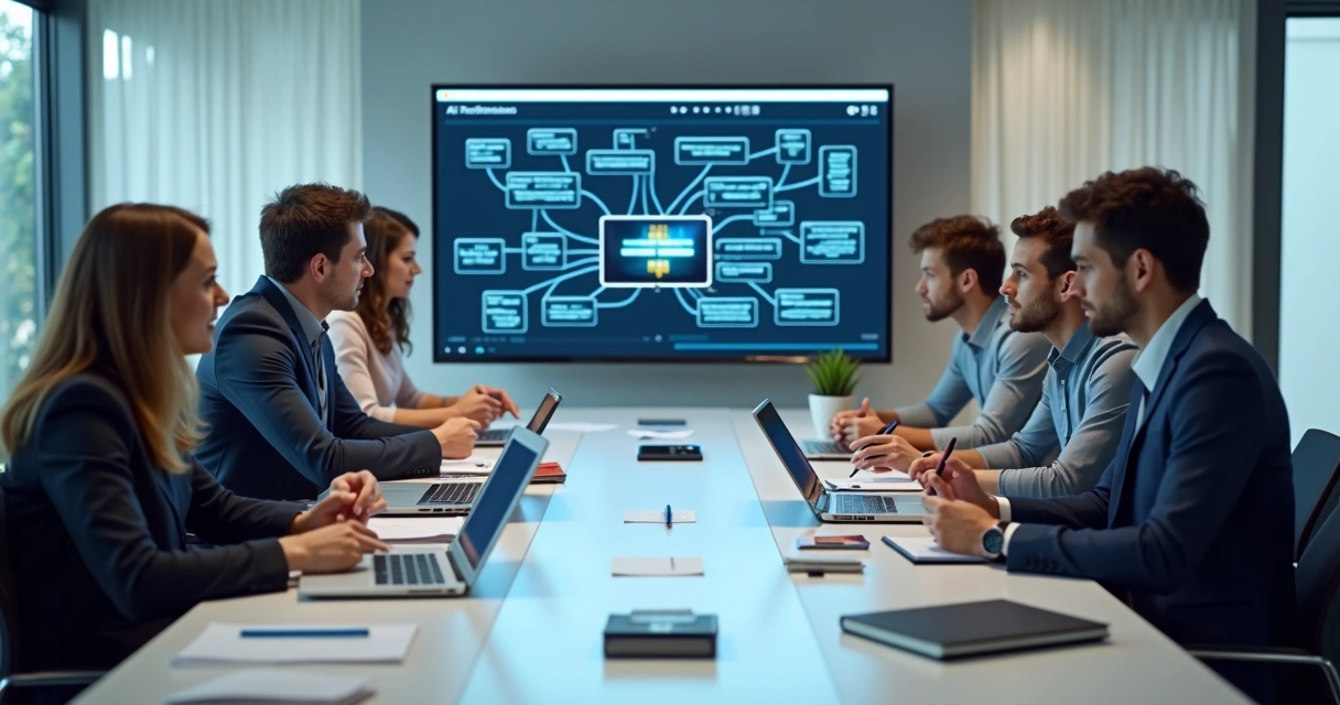 Equipe de engenharia em treinamento prático sobre IA 