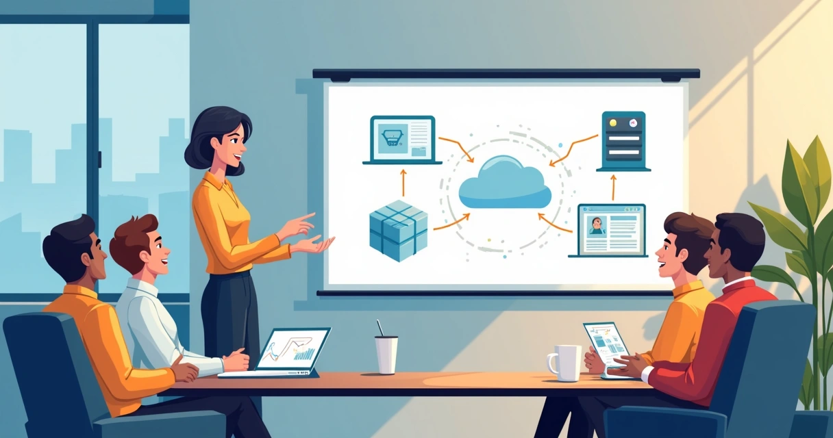 Equipe de TI treinando funcionários sobre backup