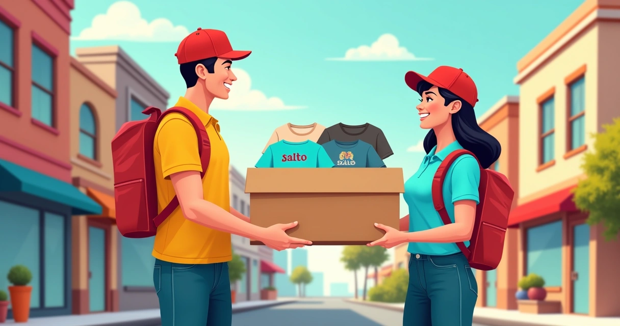 Equipe de entrega entregando camisetas em Salto SP 
