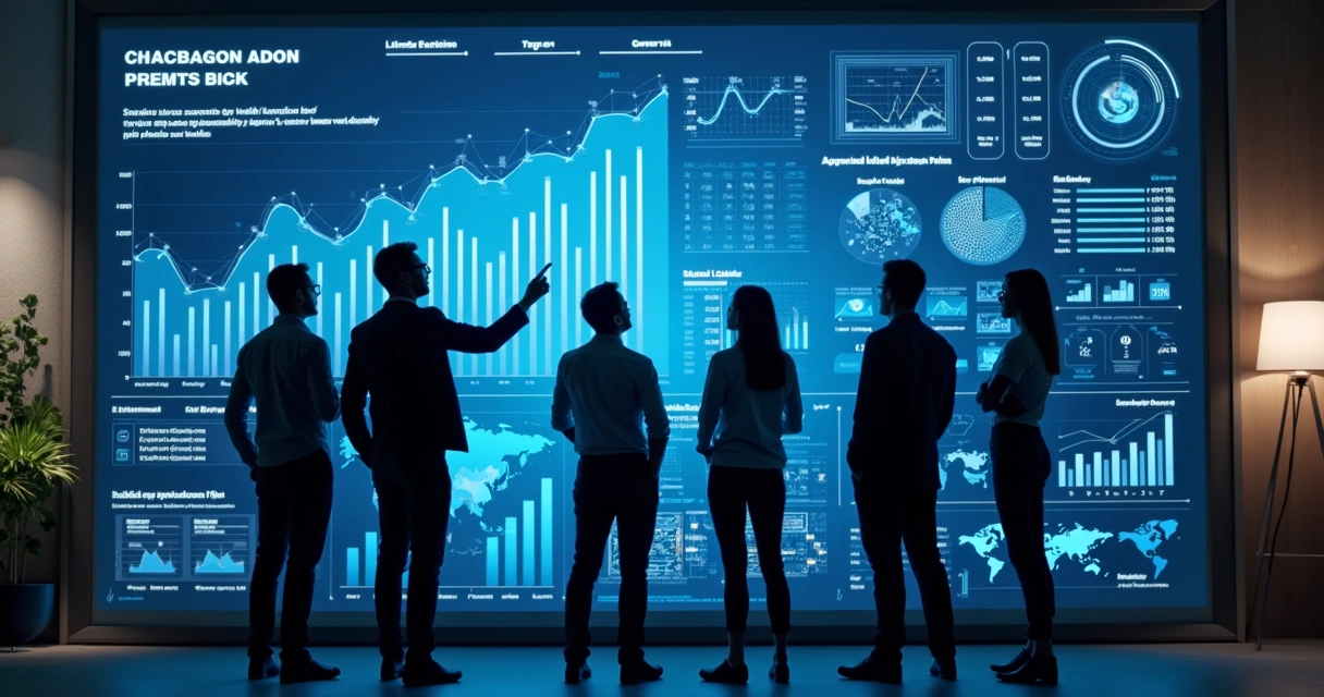 Equipe analisando gráficos de crescimento impulsionado por IA 