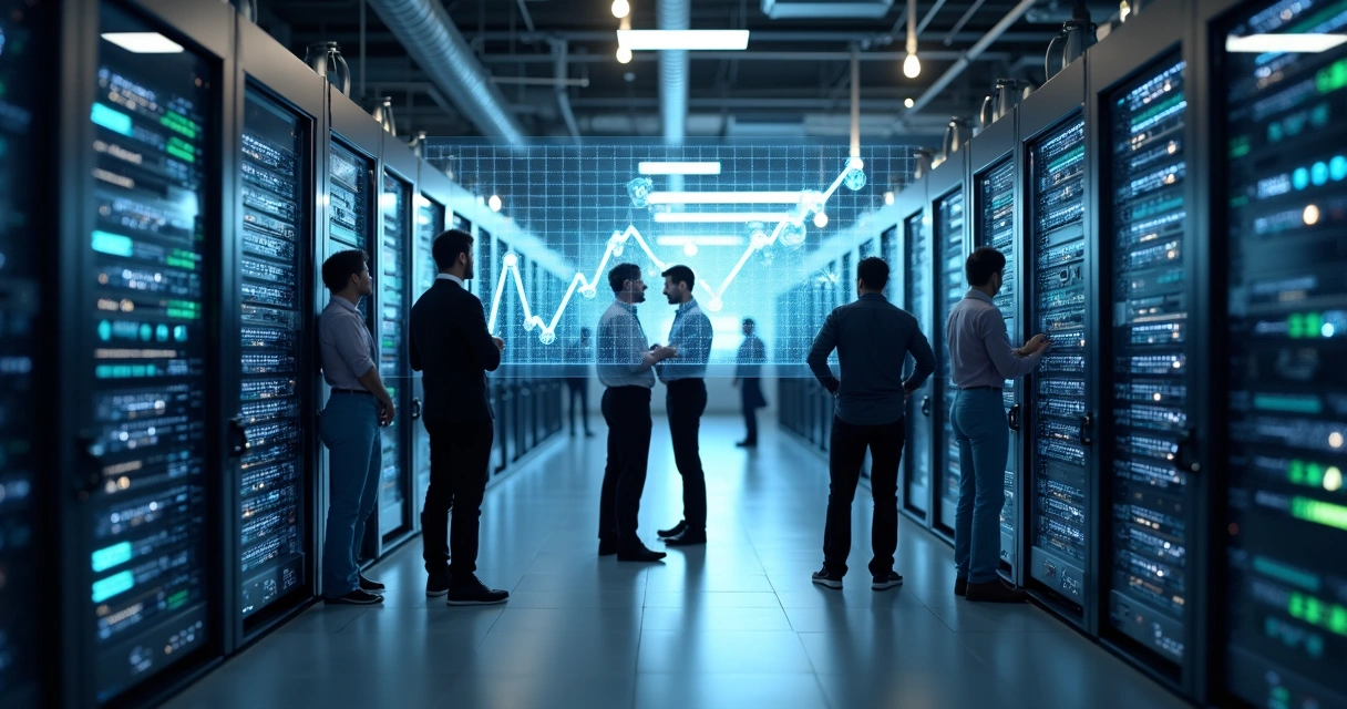 Equipe de TI implementando escalabilidade em ambiente corporativo 