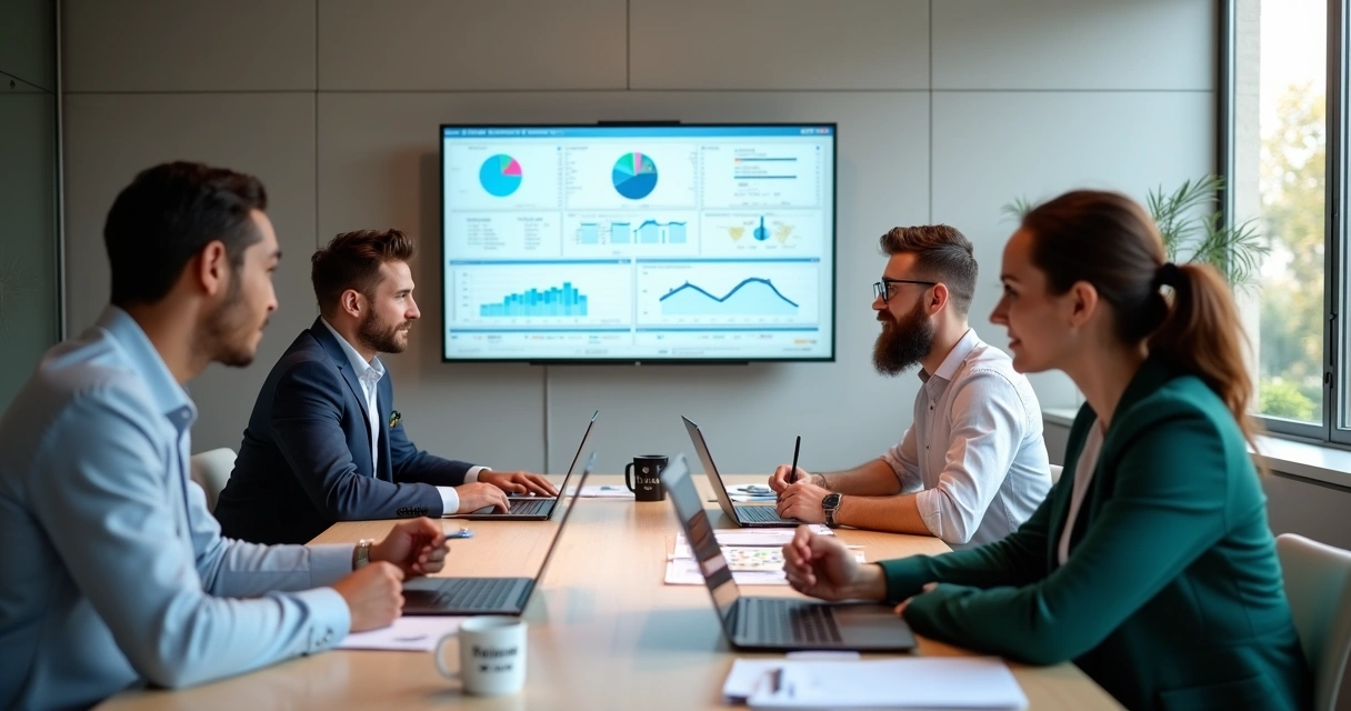 Equipe reunida planejando estratégias para marca própria