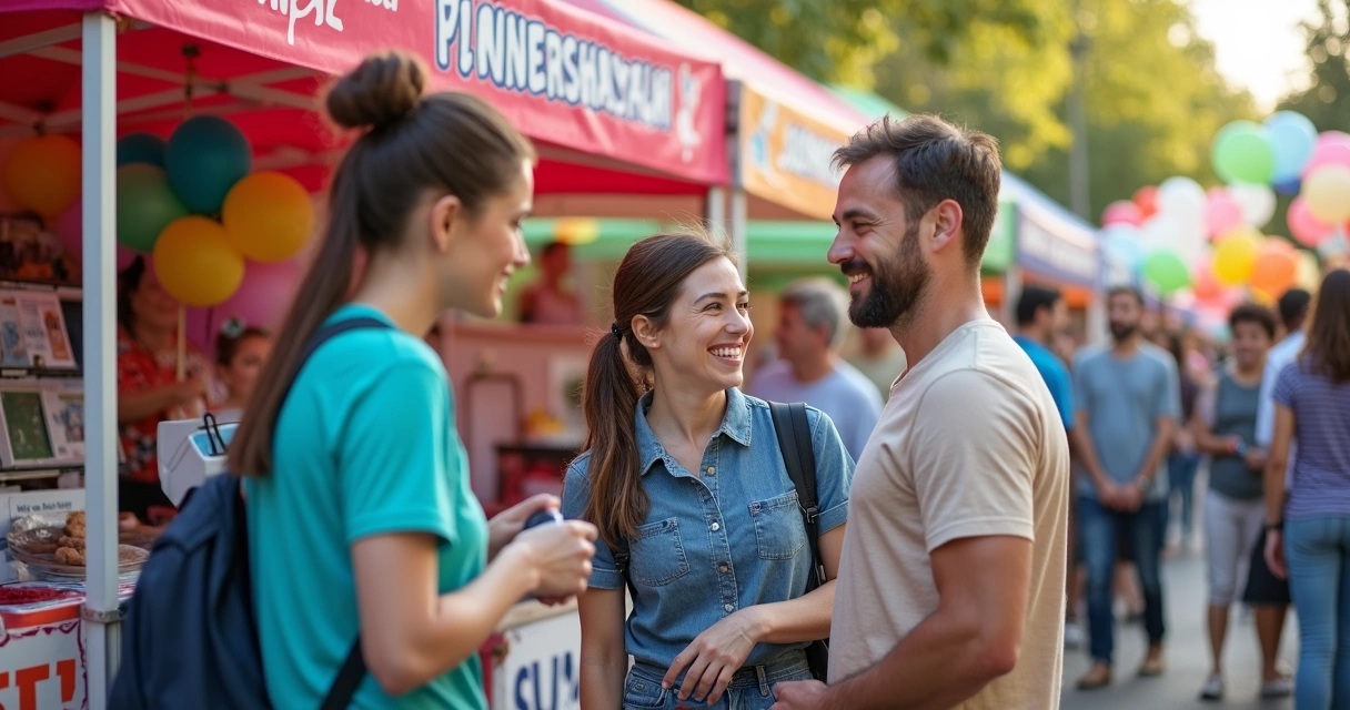 Equipe de clínica auditiva em evento local 