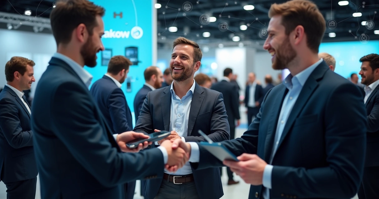 Profissionais se conectando em evento empresarial 