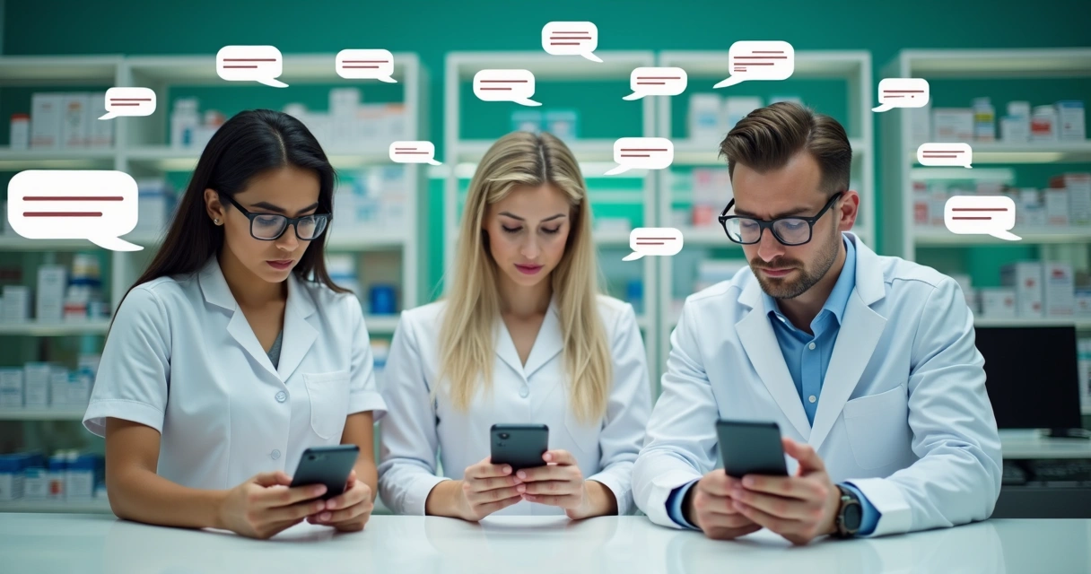 Equipe de farmácia atendendo clientes no WhatsApp 