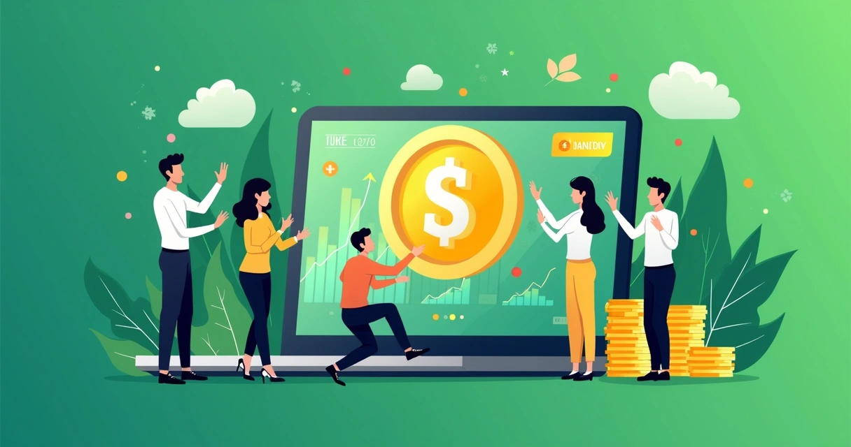 Equipe celebrando crescimento financeiro sustentável 